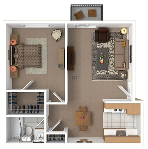 Floor plan 1 Bed | 1 Bath