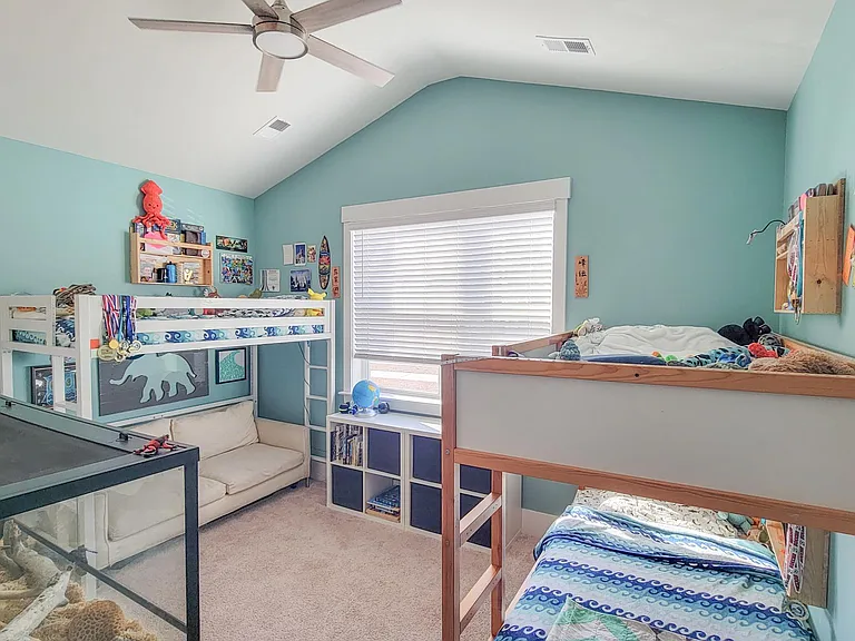 Large bedroom with vaulted ceiling