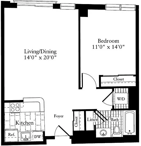 Floor plan 1 Bedroom D