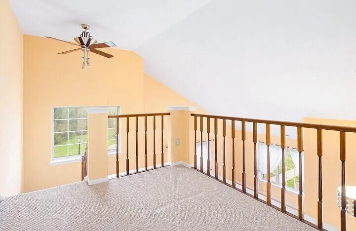 Loft overlooks the living and dining-in area