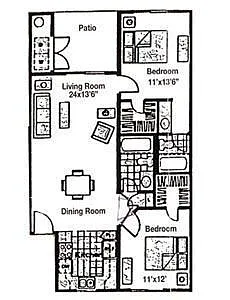Floor plan 2 Bdr/2 Bath Patio Home