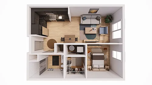 Floor plan 1 Bed 1 Bath D