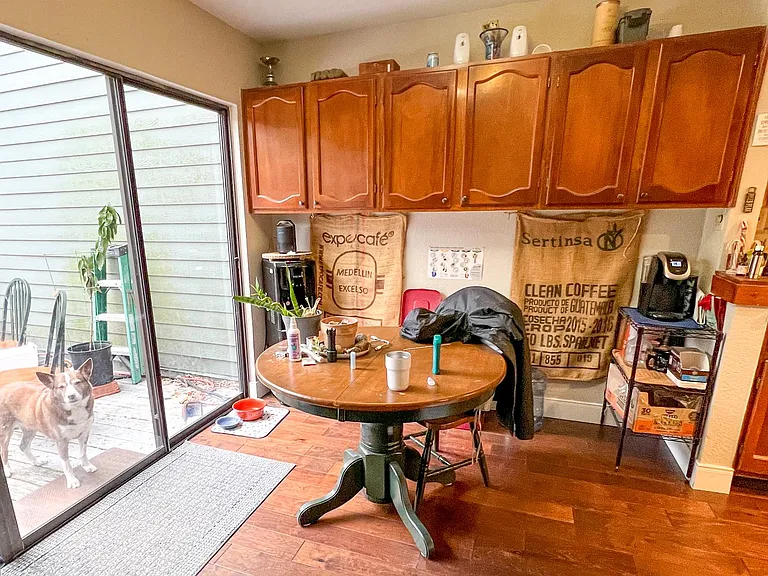 dining space with beautiful light from patio