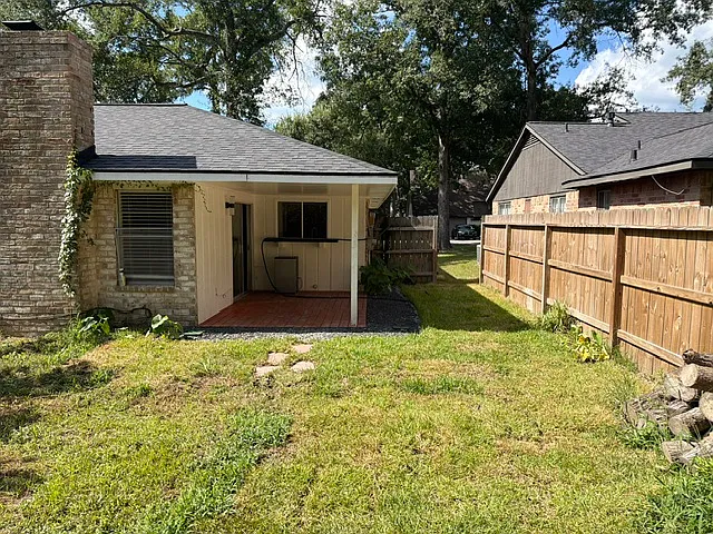 View from backyard to deck
