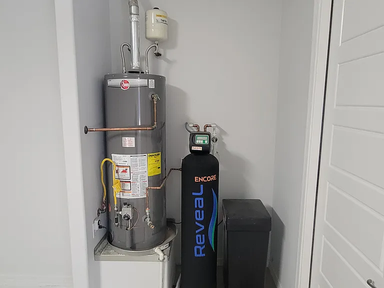 50 gallon gas hot water heater and water softener system