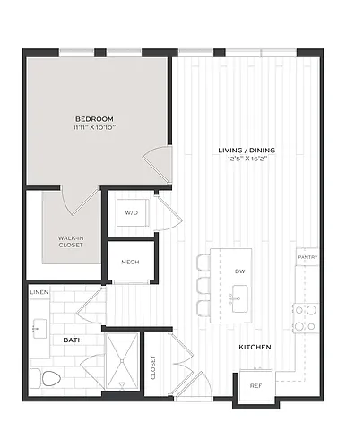 Floor plan 1 Bed/1 Bath-A1B