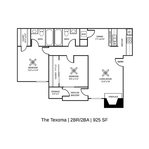 Floor plan 2 Bedroom 2 Bathroom