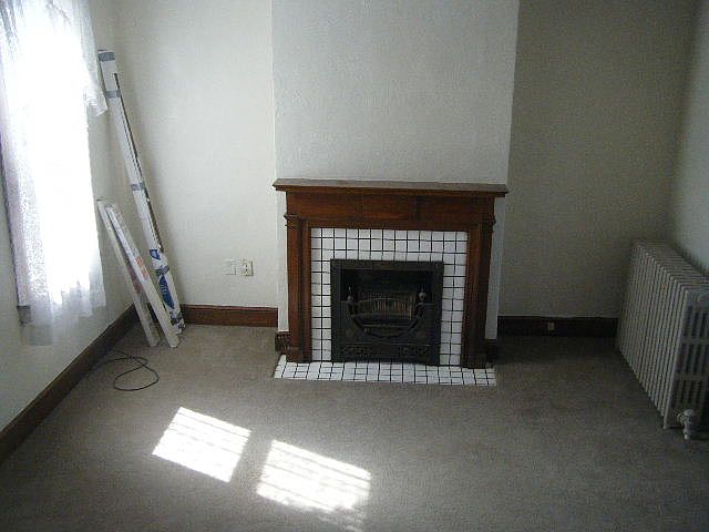 living room with fire place