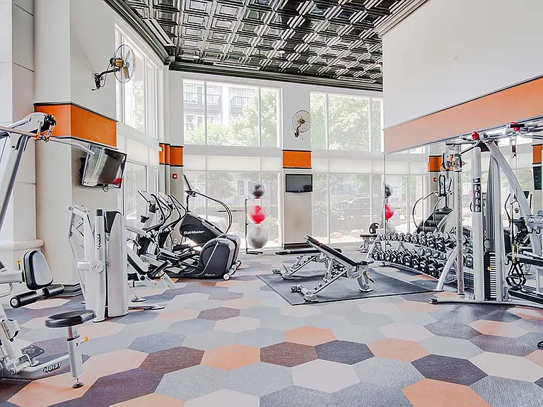 Griffis Uptown fitness center with weight equipment.