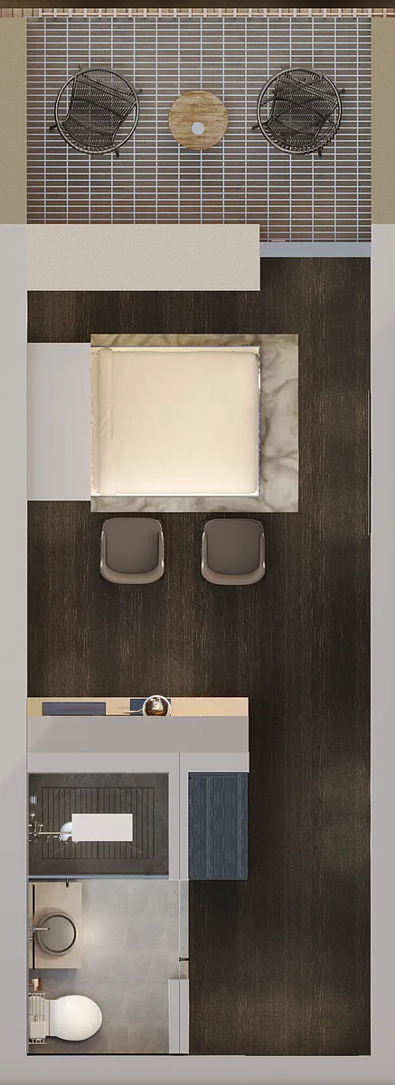 Floor plan Studio 60% AMI - Income Restricted