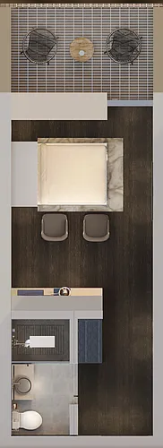 Floor plan Studio 60% AMI - Income Restricted