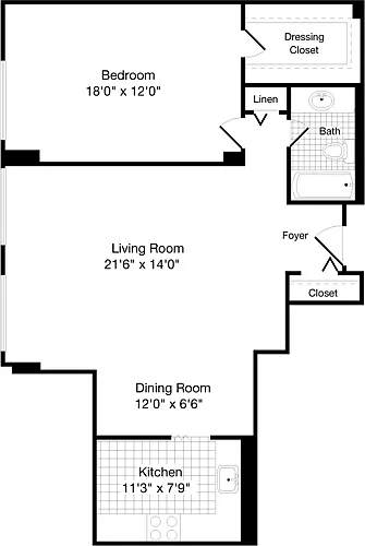 Floor plan 1 Bedroom H