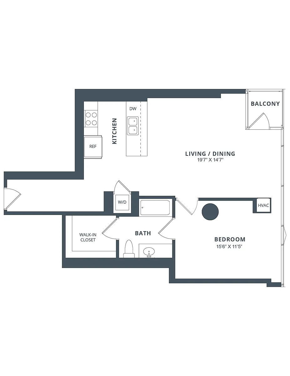 Floor plan 1 Bed/1 Bath-A13
