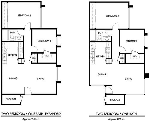 Floor plan 2 Bedroom 1 Bath