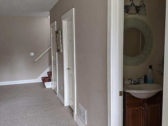 Basement hallway and bathroom
