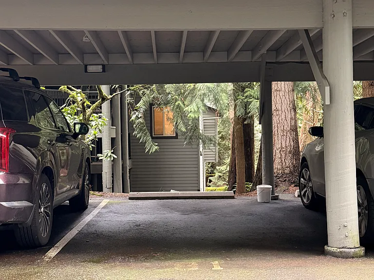 One covered parking stall, and one uncovered parking stall