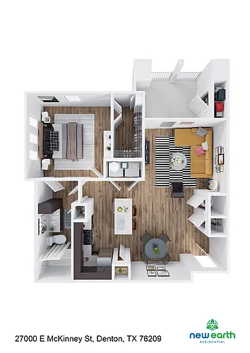 Floor plan A-3 1 Bed 1 Bath