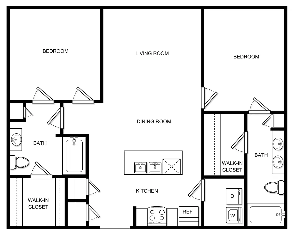 Floor plan B2C-2bd/2bth (Legacy)
