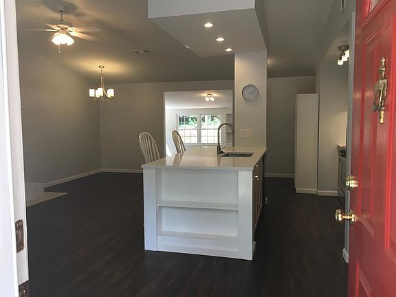 Entry into kitchen with island