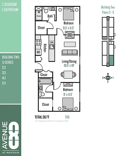 Floor plan 13 Series 2 Bedroom / 2 Bath