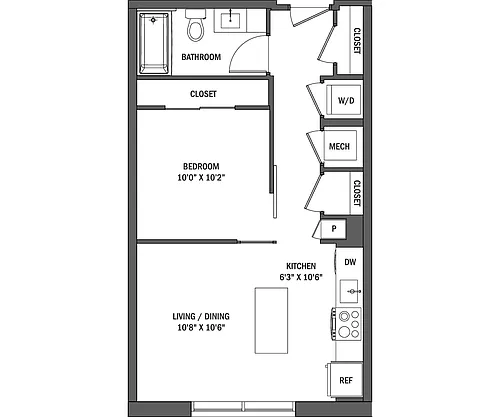 Floor plan Junior 1 Bed | The Elle I - VIII
