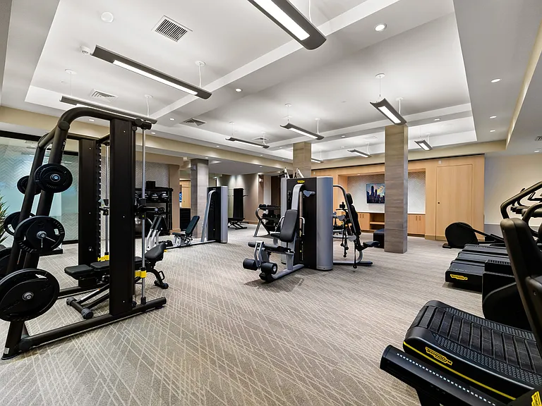 24/7 fitness center with TechnoGym cardio and strength machines