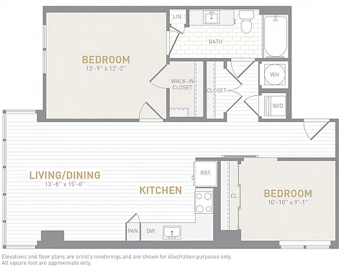 Floor plan 2 Bed 1 Bath-C06