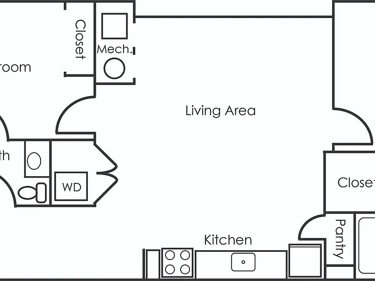 Two bedroom, two bath floor plan with stackable washer and dryer, and stainless steel appliances. Two bedroom, two bath floor plan with stackable washer and dryer, and stainless steel appliances.