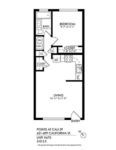 Floor plan 1 Bedroom, 1 Bath