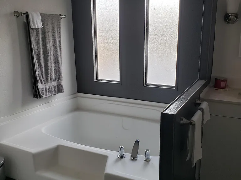 Master bath with shower and sunken tub