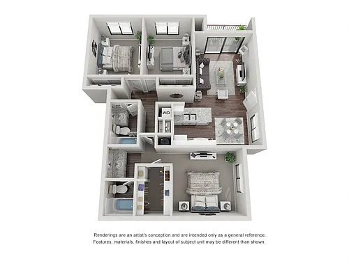 Floor plan C1: 3 Bed 2 Bath