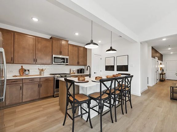 Kitchen with pendant lighting