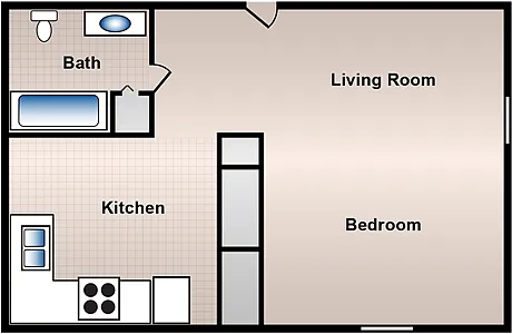 Floor plan One Bedroom/One Bath