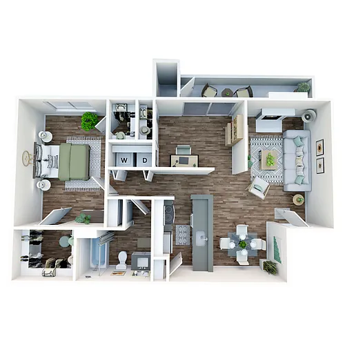 Floor plan A4 - 1 Bed | 1 Bath | Upgraded