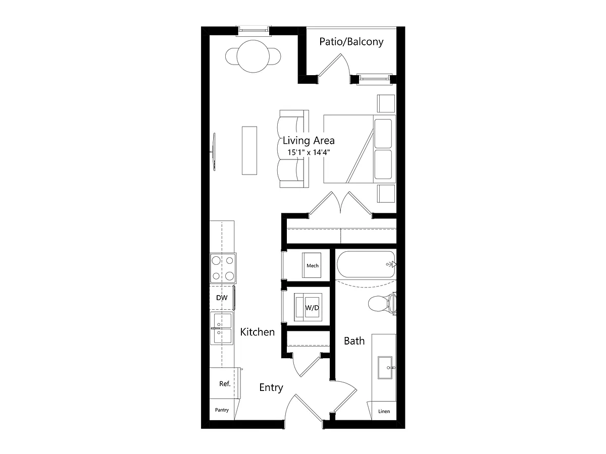 Floor plan S1 | Studio | 1 Bath