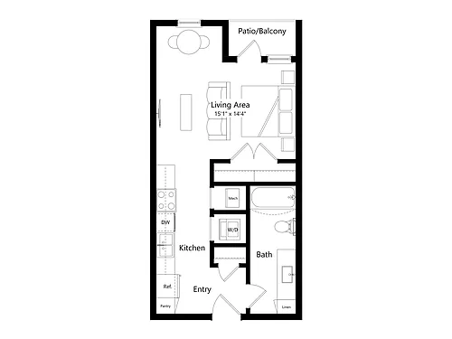 Floor plan S1 | Studio | 1 Bath