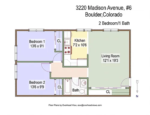 Floor plan 2 Bed 1 Bath