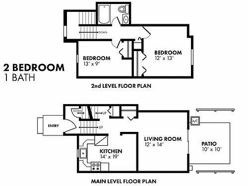 Floor plan Two Bedroom One Bathroom