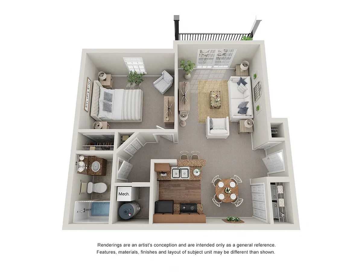 Floor plan One Bed, One Bath