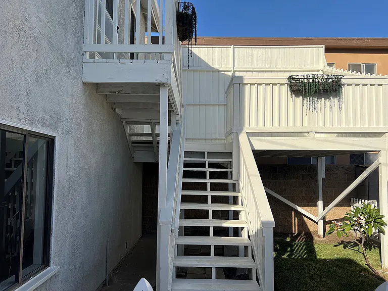 Steps to large private view deck and front door