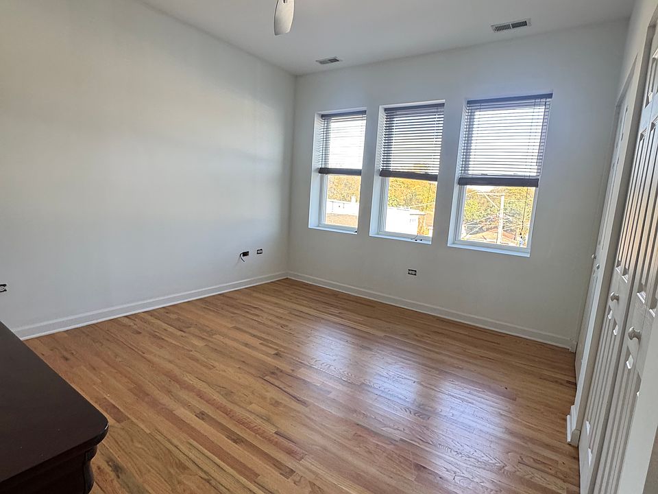 Primary bedroom features updates ceiling fan and 2 full size closets