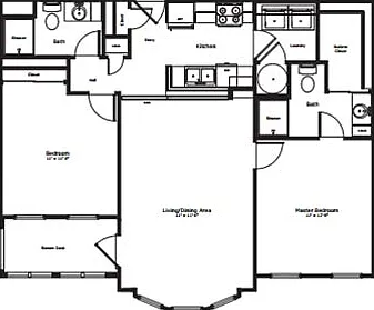 The Fantasia: 921 sq. ft. with 2 beds, 2 baths, a split layout for privacy, a screened patio, and bright living space with a balcony window. The Fantasia: 921 sq. ft. with 2 beds, 2 baths, a split layout for privacy, a screened patio, and bright living sp