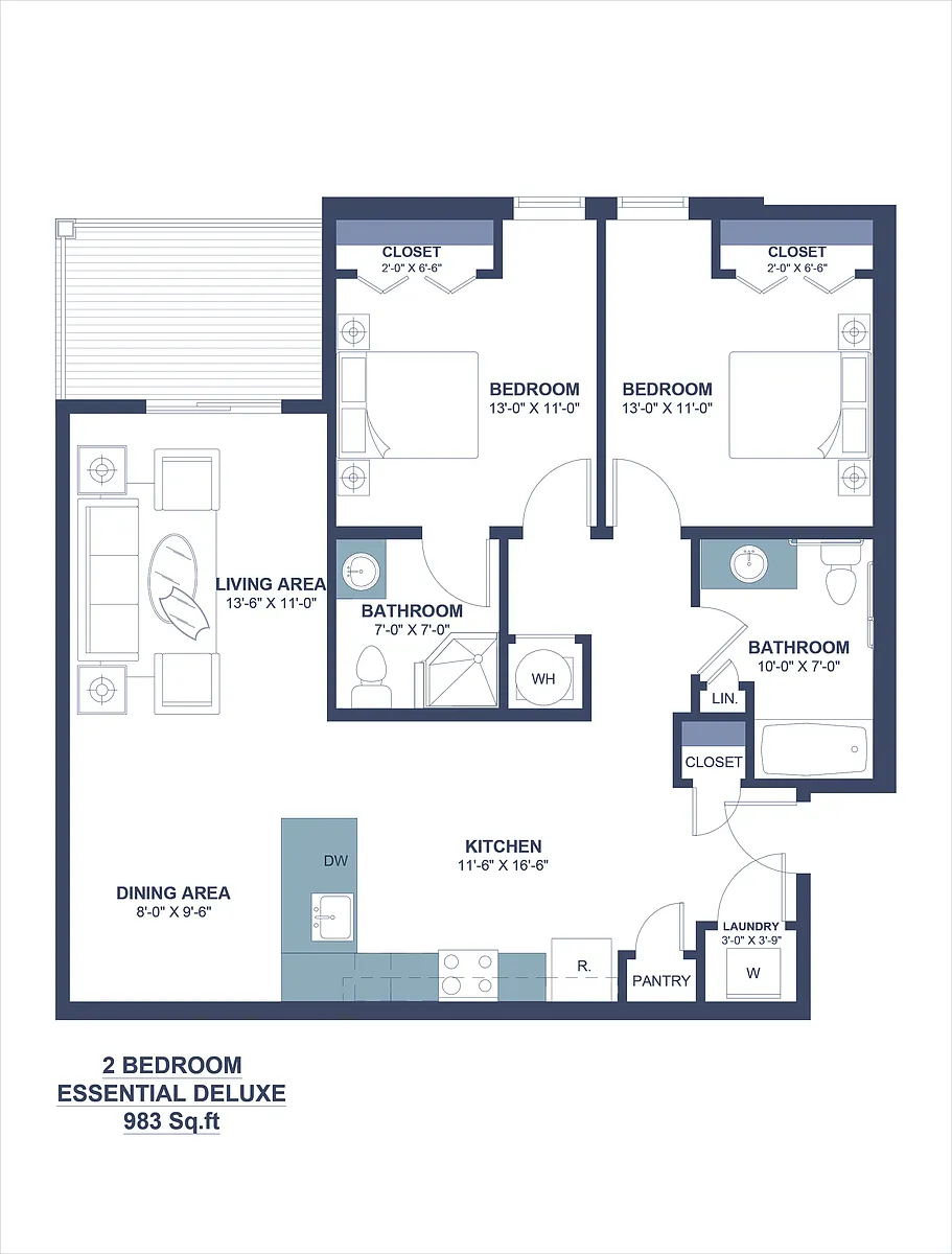 Floor plan 2B2BS - ED
