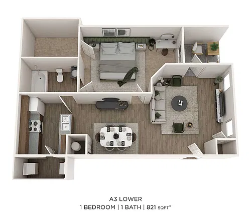 Floor plan One Bedroom- Lower