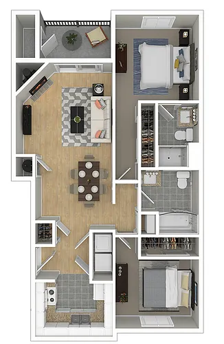 Floor plan 2 Bedroom, 2 Bath