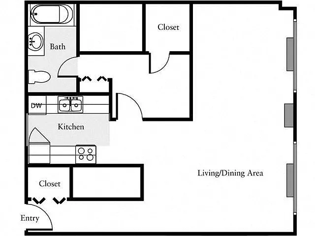 Floor plan Studio, 1 Bath 745 SF 01j