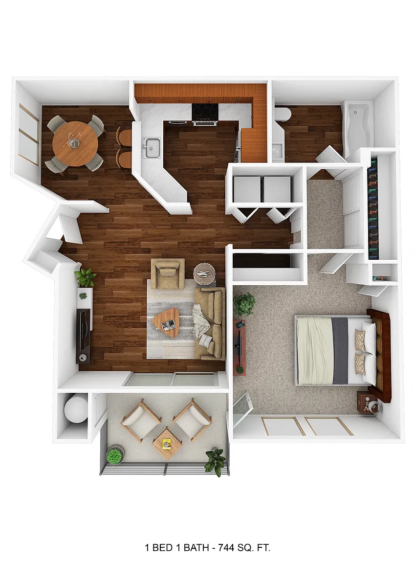 Floor plan Large 1 Bed, 1 Bath