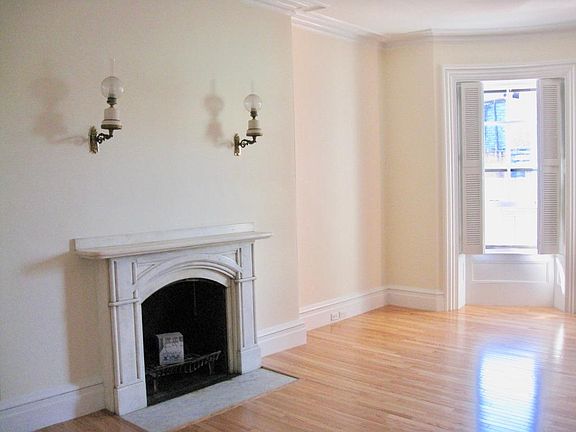 Fireplace and left side of the unit.