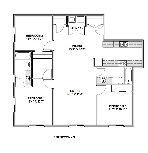 Floor plan 3 Bedroom S