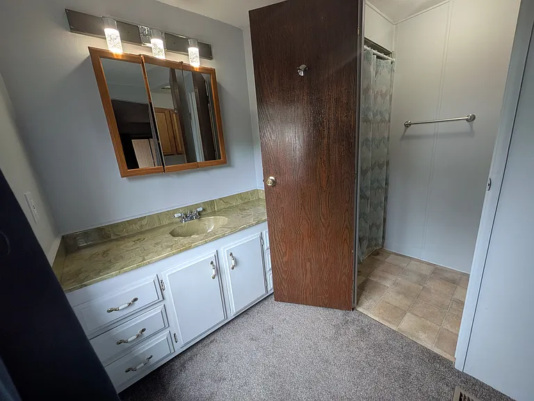 primary bedroom sink and bathroom.